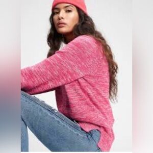 GAP Large pink heather v-neck sweater. 100% cotton